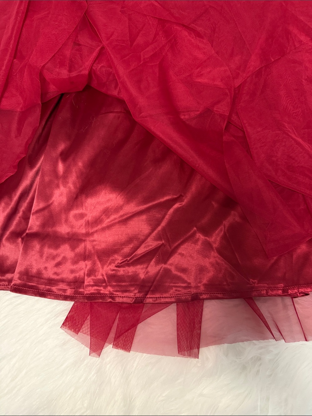 Listicle Red Tulle Size Small Spaghetti Strap Midi Party Holiday Formal Dress - Picture 8 of 8